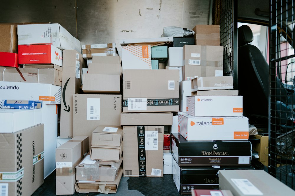 Parcels loaded in the back of a delivery van